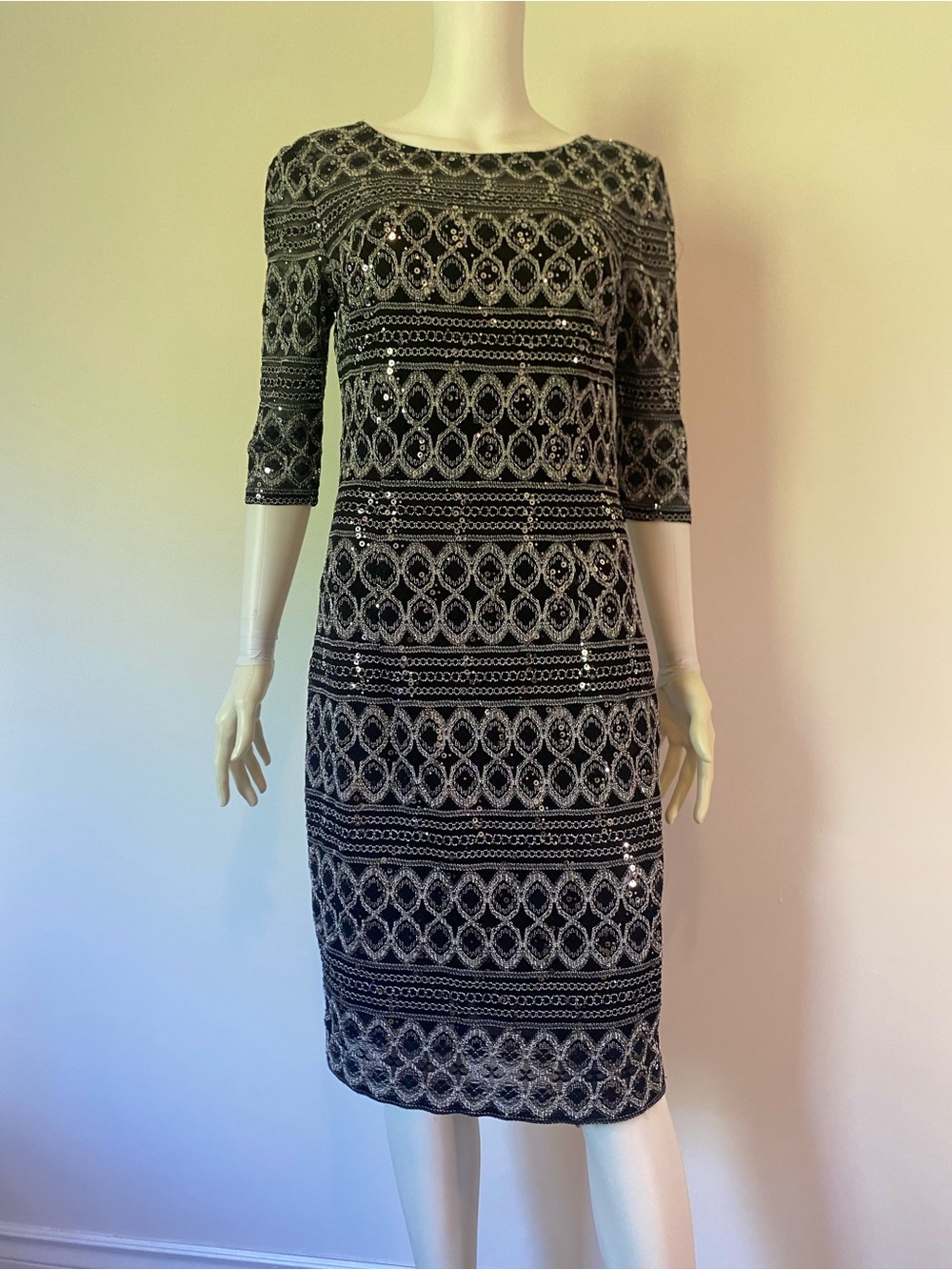 Jax Black and Silver Beaded Midi Dress